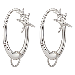 Платина 2шт. сплав пружинных затворных колец, овальные со звездой, платина, 94x49x8.5 мм