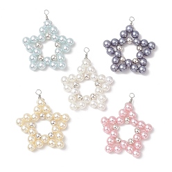 (52) Непрозрачная лаванда 5шт. искусственный жемчуг акриловые подвески, звезда, с платиновой медной проволокой, разноцветные, 46x37x6 мм, отверстие : 3 мм