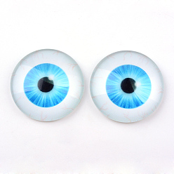 Небесно-голубой Стеклянные кабошоны для поделок проектов, полукруглый / купол с рисунком глаза дракона, голубой, 10x3.5 мм