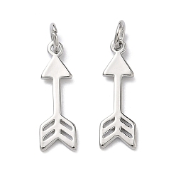 Платина Латунные подвески, прелести со стрелами, долговечный, стойки покрытие, без свинца и без кадмия, платина, 19x6x1 мм, отверстие : 3 мм, Перейти кольцо: 5x1 мм