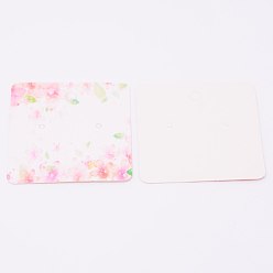 Pink White Cardboard Earring Display Cards, Square with Flower Pattern, Pink, 2x2 inch(5x5cm)