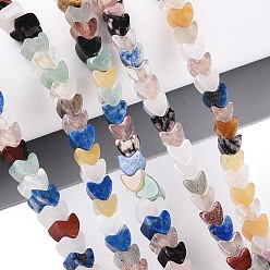 Смешанные камни Природных драгоценных камней смешанного бисер нитей, сердце, смешанные окрашенные и неокрашенные, 3.5~4x4x3.5~5 мм, отверстие : 0.5~1.2 мм, около 132~134 шт / нитка, 15.16~15.94'' (38.5~40.5 см)