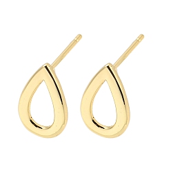 Light Gold Aretes de bronce, lágrima hueca, la luz de oro, 13x8 mm