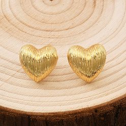 Настоящее золото 18K Латунные серьги-гвоздики в форме сердца, стойки покрытие, долговечный, без кадмия и без свинца, реальный 18 k позолоченный, 17x17.5 мм