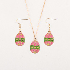 Темный Лосось Комплект из подвески и сережек-подвесок из эмалированного сплава в виде пасхального яйца, темный лосось, 18.11 дюйм (460 мм)