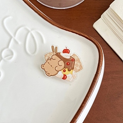 Медведь Милые акриловые броши в виде животных для одежды рюкзака, медведь с пудингом, 35~38 мм