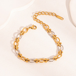Золотой & Цвет Нержавеющей Стали 304 женские браслеты-цепочки из нержавеющей стали, золотые и нержавеющая сталь цвет, 6-5/8 дюйм (16.9 см)