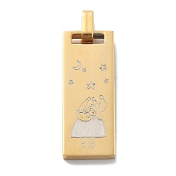 Настоящее золото 14K Рождественское ионное покрытие (ip) 304 подвески из нержавеющей стали, прямоугольник с подвесками Санта-Клауса, реальный 14 k позолоченный, 32.5x13x3 мм, отверстие : 5x3.5 мм