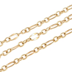 Золотой 304 цепи овальные из нержавеющей стали, ионное покрытие (ip), пайки, с катушкой, золотые, 3.5~6x2.5~3.5x0.5 мм