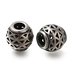 Античное Серебро 304 из нержавеющей стали европейские шарики, бусины с большим отверстием, рондель, античное серебро, 10x9.5 мм, отверстие : 4 мм