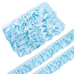 Sky Blue 1Pc Polyester Stain Ribbons, for Clothes Accessories, with 1Pc Cardboard Display Card, Sky Blue, 2 inch(50mm), about 15.00 Yards(13.72m)/Set