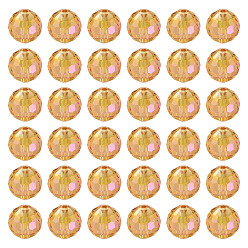 Оранжевый 80 шт. стеклянные бусины с радужным покрытием, граненые круглые, оранжевые, 10x9 мм, отверстие : 1.5 мм