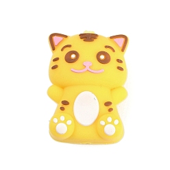 Тигр Силиконовые бусины, изготовление ожерелий и браслетов своими руками, мультфильм животное, желтые, тигр, 24.5x18x14 мм, отверстие : 2 мм