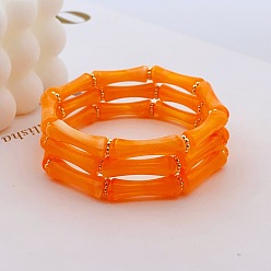 Темно-Оранжевый Браслеты из акрила и бамбука для женщин, темно-оранжевый, внутренний диаметр: 2-1/4 дюйм (5.8 см)