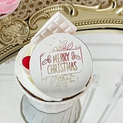 Silver Christmas Acrylic Cake Toppers, Party Cupcake Decoration Supplies, Flat Round with Word Merry Christmas, Silver, 50mm