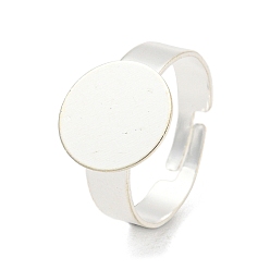 Серебро Латуни баз площадку кольцо, свинца и никеля и кадмия, регулируемый, серебряный цвет гальваническим, Размер : шириной около 3~4.5 мм , внутренний диаметр 18 мм, лоток: 12 мм в диаметре.