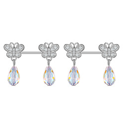 Бабочка 304 кольца для сосков из нержавеющей стали с кубическим цирконием, цвет нержавеющей стали, бабочка, 16 мм, штифты : 1.6 мм