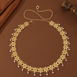 Круглые Цепочка из сплава с цветочным узором и кисточками в этническом стиле на талию, золотые, круглые, 700~1100 мм