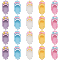 (52) Непрозрачная лаванда 50шт 5 цветные кабошоны из непрозрачной смолы, тапочки с бантом, разноцветные, 20x10x6 мм, 10 шт / цвет