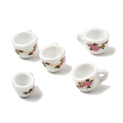 Pink Фарфора ручной работы подвески, чашка прелести, розовые, 17.5x12.5x9.5 мм, отверстие : 2 мм