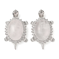 Хрусталь Природного кварца хрустальных подвесок, подвески в виде черепахи из латуни платинового цвета со стразами, без кадмия и без свинца, 48.5x28.5x14 мм, отверстие : 7x4 мм