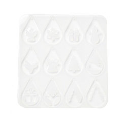 Gingerbread Man Силиконовые формы для подвесок рождественской серии, изготовление ювелирных изделий из эпоксидной смолы, белые, Колобок, 115x108x4 мм, отверстие : 2.4 мм, внутренний диаметр: 35x24 мм