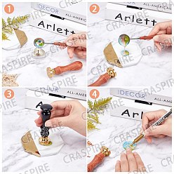 Mixed Patterns CRASPIRE DIY Wax Seal Stamp Kits, Including Wooden Handle, Brass Wax Seal Stamp, Sealing Wax Particles, Marking Pen, Mixed Patterns, 2.5x1.4cm