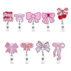 Pink Катушка для значков из полиэстера и пластика, выдвижной держатель для бейджа, с металлическим зажимом, розовые, 87.5~96.5x49~68.5x15~15.5 мм