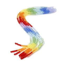 Разноцветный Прозрачный градиент цвета стеклянные бусины пряди, двухконусные, граненые, красочный, 4x3.5 мм, отверстие : 1 мм, около 70 шт / нитка, 9.65'' (24.5 см)