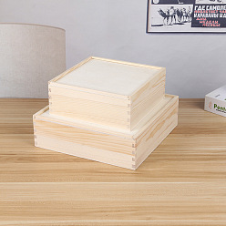 PapayaWhip Wooden Storage Boxes, with Cover, Square, PapayaWhip, 20x20x8cm