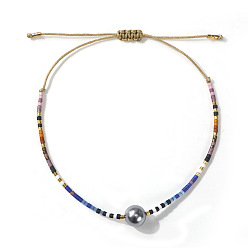 (52) Непрозрачная лаванда Стеклянные бусины плетеные браслеты из бисера для женщин, с жемчугом из раковины , разноцветные