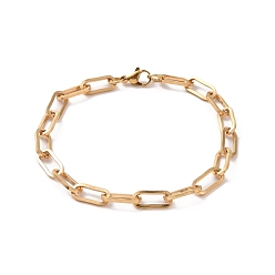 Золотой Вакуумное покрытие pvd 304 браслет-цепочка из нержавеющей стали со скрепками для мужчин и женщин, золотые, 9-1/8 дюйм (23 см)