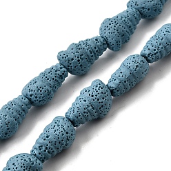 Стально-синий Нити бусин из окрашенной натуральной лавы, форма раковины, стальной синий, 18~19x12~13x9~10 мм, отверстие : 1.4 мм, около 22 шт / нитка, 15.55'' (39.5 см)
