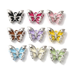 Платина Стойки подвески обшивки сплава, подвеска-бабочка, нарисованная распылением, без кадмия, без никеля и без свинца, платина, 20x23x6 мм, отверстие : 2.5x4 мм