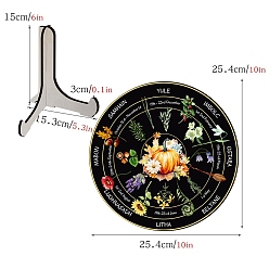Тыква Календарь на деревянном колесе, деревянная витрина, черный держатель подставка, стеллаж для хранения маятников в деревенском стиле, ведьма, тыква, 254 мм