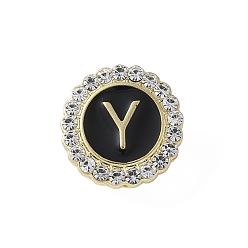 Letter Y Эмалевые булавки с буквами, броши из сплава для одежды рюкзака, с четким кубического циркония, Письмо Y, 17.8x17 мм
