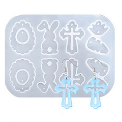 Белый Силиконовые формы для изготовления пасхальных подвесок своими руками, формы для литья смолы, для уф-смолы, изготовление изделий из эпоксидной смолы, кролик, белые, 85x116x4 мм, внутренний диаметр: 14~34x20~26 мм