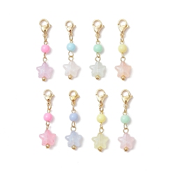 (52) Непрозрачная лаванда Подвесные украшения в виде акриловых звезд, подвески с застежкой-клешней в виде лобстера для украшений сумок, разноцветные, 38.5~40 мм