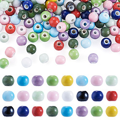 Round 200Pcs Handmade Porcelain Beads, Bright Glazed Porcelain, Round, 8x7mm, Hole: 3mm, 200pcs