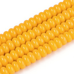 Золотистый Выпечка краска бисер пряди, рондель, золотые, 6x3 мм, отверстие : 1 мм, около 118~121 шт / нитка, 14.96~15.31'' (38~38.9 см)
