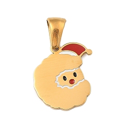 Letter C Новогодняя тема 304 подвески из нержавеющей стали, с эмалью, золотые, Санта-Клаус письмо талисман, буква С, 15x13x1.5 мм, отверстие : 6x3 мм