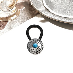 Плоский Круглый Резинки для волос из сплава, с нейлоновым шнуром, с имитацией бирюзы, плоско-круглые, 30 мм