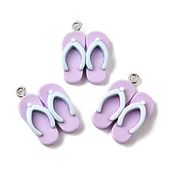 Shoes Подвески из смолы на летнюю тематику, с железной платиной петлей, вьетнамки, 24x17.5x5.5 мм, отверстие : 2 мм