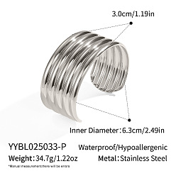 Нержавеющая Сталь Цвет 304 открытые браслеты-манжеты из нержавеющей стали, широкие браслеты для женщин, цвет нержавеющей стали, 1-1/8 дюйм (3 см), внутренний диаметр: 2-1/2 дюйм (6.3 см)