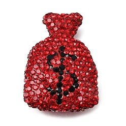 Гиацинт Ручной полимерной глины шариков Rhinestone, сумка со знаком доллара, гиацинт, 34.5~35x25~26x11~11.5 мм, отверстие : 1.5~1.8 мм