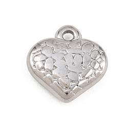 Нержавеющая Сталь Цвет Кованые 304 подвески из нержавеющей стали, сердце прелести, цвет нержавеющей стали, 16x16x4.5 мм, отверстие : 1.8 мм