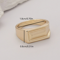Золотой Элегантные кольца из цинкового сплава для вечеринок, прямоугольные, золотые, 8 мм, внутренний диаметр: 18 мм