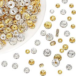 Couleur Mélangete 720pcs 3 style 2 couleurs perles d'espacement en strass de fer, pour l'artisanat de bijoux faisant des découvertes, bord droit, rondelle, couleur mixte, 120 pcs / couleur, 2 couleurs / style