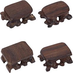 Кокосово-Коричневый Прямоугольная подставка из сандалового дерева для демонстрации драгоценных камней, кокосового коричневый, 5~7x5x2.5~2.7 см