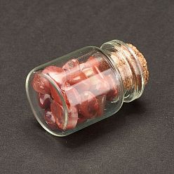 Carnelian Transparent Glass Wishing Bottle Decoration, with Natural Carnelian Chip Beads, 22x34mm, Chip Beads: 6~16x5~10x2~8mm
